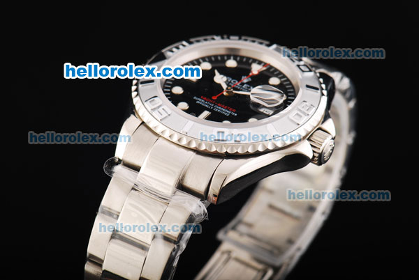 Rolex Yacht-Master Swiss ETA 2836 Automatic Movement Silver Case with Black Dial and SS Strap - Click Image to Close